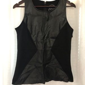 INC International Concept Black faux leather Sleeveless Top
